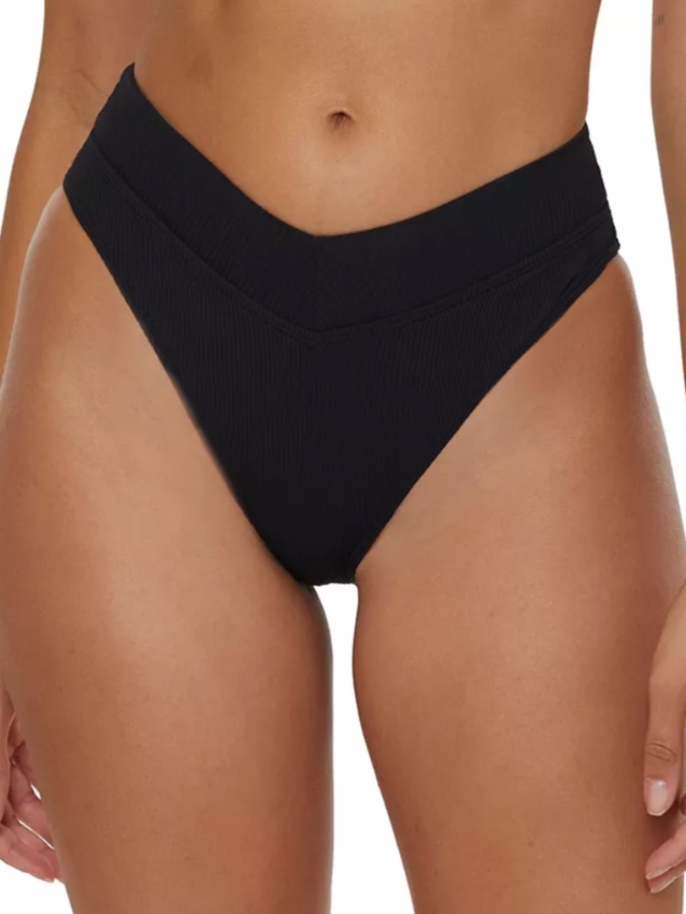 Becca Women's Modern Edge Textured Rib High-Waist Bikini Bottoms Medium